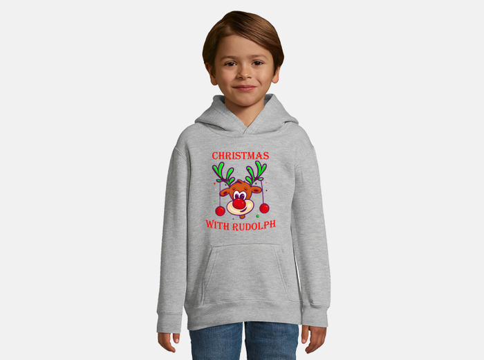 Christmas with rudolph the reindeer kids hoodi. tostadora