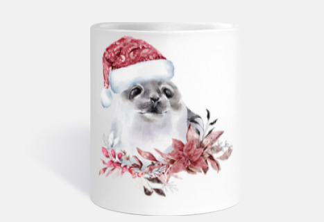 Christmas Baby Seal Watercolor Animal
