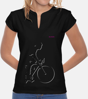 ciclista para oscuro, Mujer, cuello mao, negra