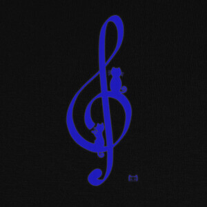 T-shirt gatto chiave di violino in blu