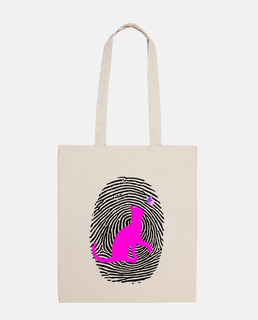 cloth bag, natural color, cat