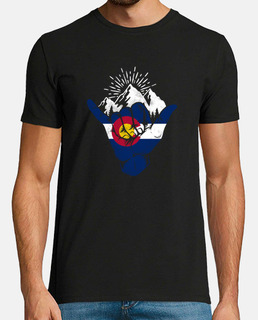 Colorado State Flag Shaka sign Colorado Day Mountains Denver Vintage Men Women Hiking Nature Patriot