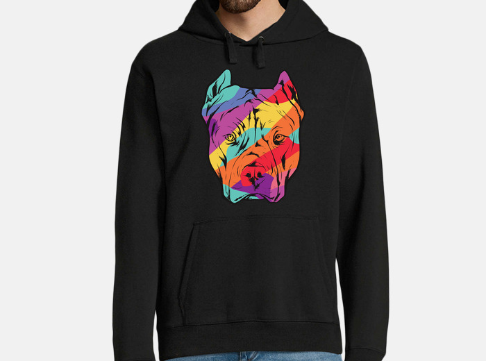 Colorful pit bull dog face hoodie tostadora