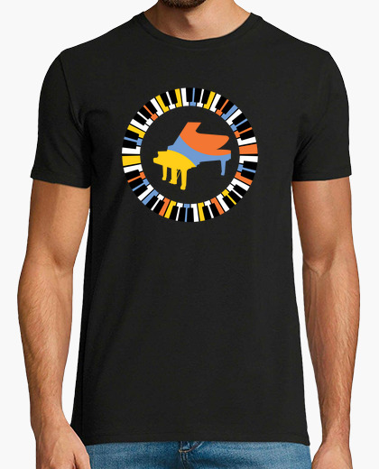Colourful circular piano T-shirt