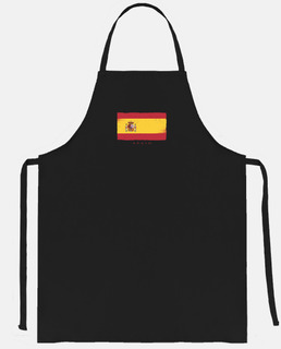 cook apron, cooker with spanish flag of spain. vintage grunge style disign with spain written undern