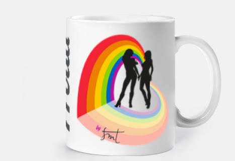 Corazón Arcoiris lesbianas enamoradas