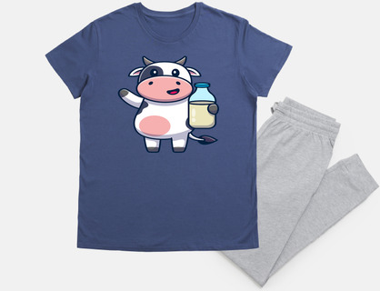 cow with a bottle of milk