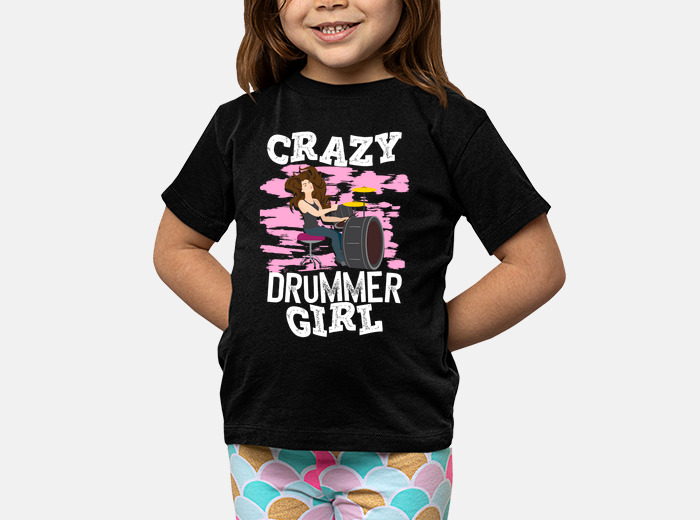 Pašėlusi būgnininkė camiseta niñosPašėlusi būgnininkė camiseta niños  