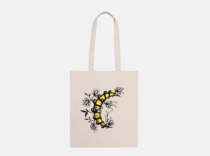 Crescent moon in flowers tattoo style bag | tostadora