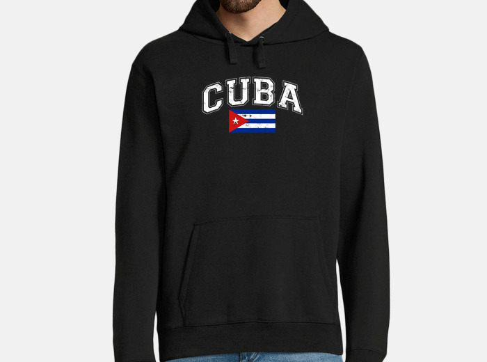 Cuba Hoodie with Vintage Cuban Flag Sports Design - Adult (Unisex