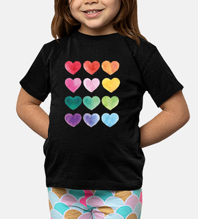 cuori colorati - ragazza e ragazzo, manica corta