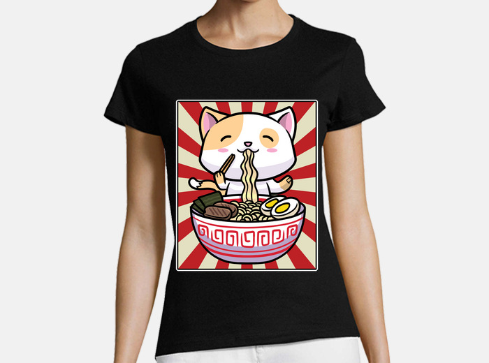 Cute cat ramen bowl japanese noodle t-shirt | tostadora