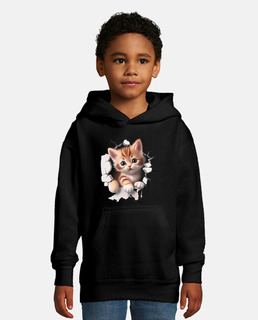 Cute Cat Torn Cloth Cracked Wall Cat Lovers Sweet Design