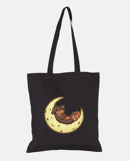 cute dachshund sleeping on the moon, very tender drawing woman&#39;s bag,