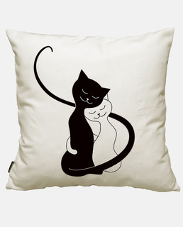 Cute Hugging White and Black Cats In Lov