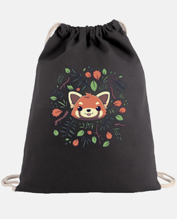 Cute Panda Rojo Hojas de Otoño