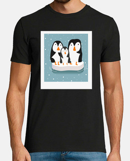 Cute Penguin Family on Ice Floe