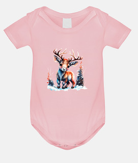 deer in the snow cute fir tree, so cute