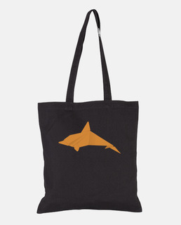 Delfín naranja. Puedes aplicarlo sobre bolsa de tela color natural o negro