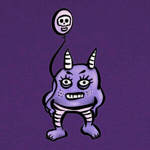 T-shirt demone divertente con palloncino teschi