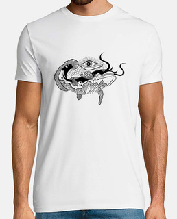 Dessin de poisson avec oeil et montagne