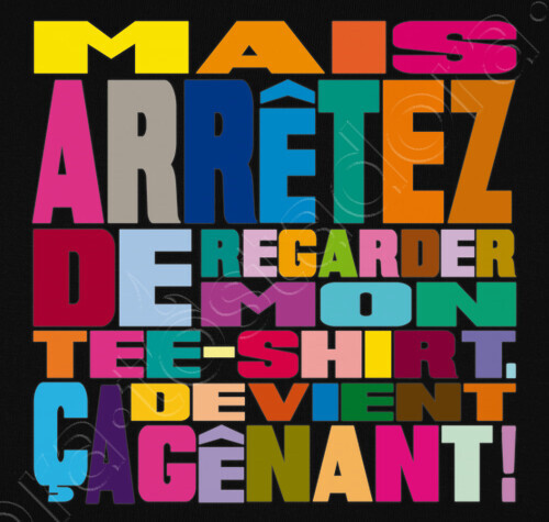 Tee-shirt texte Mais arrêtez de regarder mon tee-shirt https://www.tostadora.fr/bibine/arretez/1934358