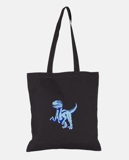 dibujo de dinosaurio azul bolsa de tela