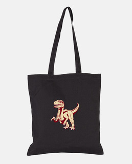 dibujo velociraptor rojo bolsa de tela
