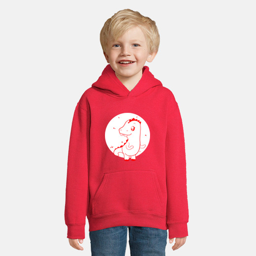 Sudadera para niños con capucha dinosaurio cute rojo de niño o