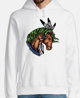 Diseño Caballo Colorido Plumas Oeste