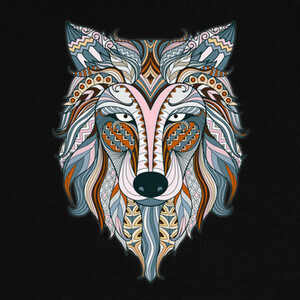 tribal wolf design T-shirts