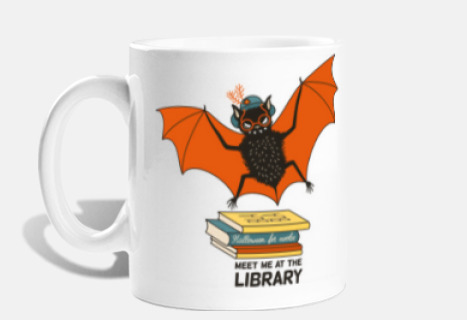 divertido bibliotecario murciélago aman