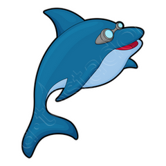 Dolphin at swimming with swim goggles poster tostadora