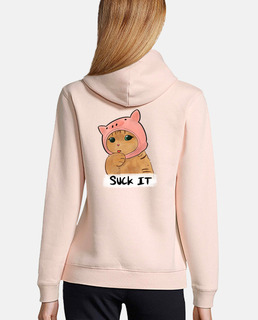 donna, felpa con cappuccio, rosa, succhialo