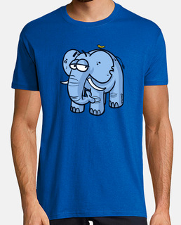 Elefante y pájaro. Camiseta manga corta.