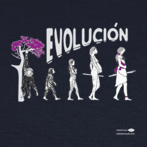 Camisetas Evolución mujer (con-texto,fondo-oscuro
