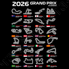F1 2026 calendar circuits grand prix racing cars framed print F1 2026 calendar circuits grand prix racing cars framed print