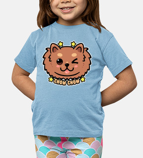 faccia da cane kawaii chow chow - maglietta per bambini
