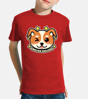 faccia di bulldog inglese di chibi di kawaii - maglietta dei bambini