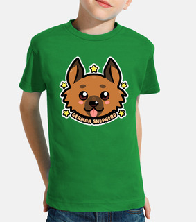 faccia di cane da pastore tedesco di kawaii chibi - maglietta per bambini