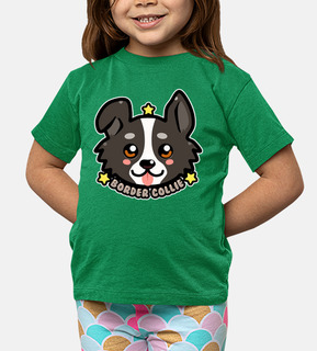 faccia di cane di border collie di kawaii kawaii - maglietta per bambini
