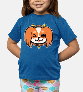 faccia di cane kawaii charles spaniel - maglietta per bambini