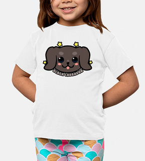 faccia di cane labrador nero kawaii - maglietta per bambini