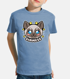faccia di gatto siamese di chibi kawaii - maglietta per bambini