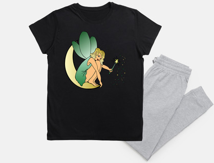 fairy with wings in a crescent, babydoll,