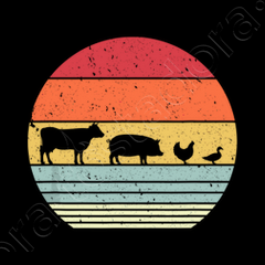 Farm Animals Shirt. Retro Cow, Pig, Chicken & Duck T-Shirt Farm Animals Shirt. Retro Cow, Pig, Chicken & Duck T-Shirt