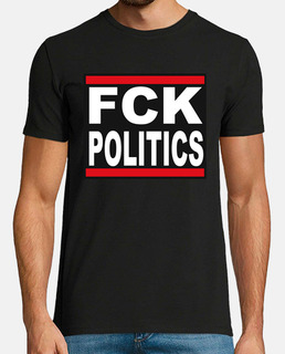 FCK POLITICS Hombre, manga corta, negra, calidad extra