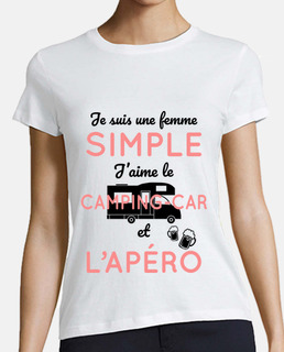 Femme simple camping-car et apéro
