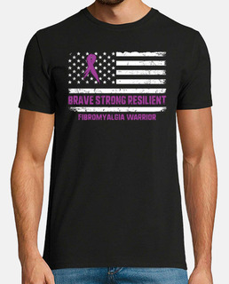 Fibromyalgia Awareness Brave Strong Resilient Chronic Disease Warrior Purple Ribbon USA American Fla