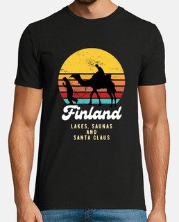 Finland lakes saunas santa claus funny text retro sunset